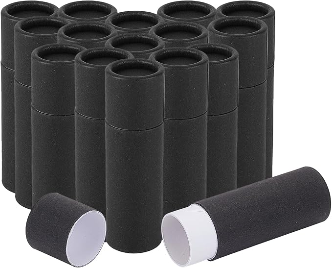 NICENEEDED 15 Pcs Paperboard Lip Balm Tubes, 0.4 Oz Kraft Paper Lipstick Tube, Cardboard Empty Deodorant Container Solid Perfume Tube Cosmetic Box for DIY Chapstick Deodorant Crayon