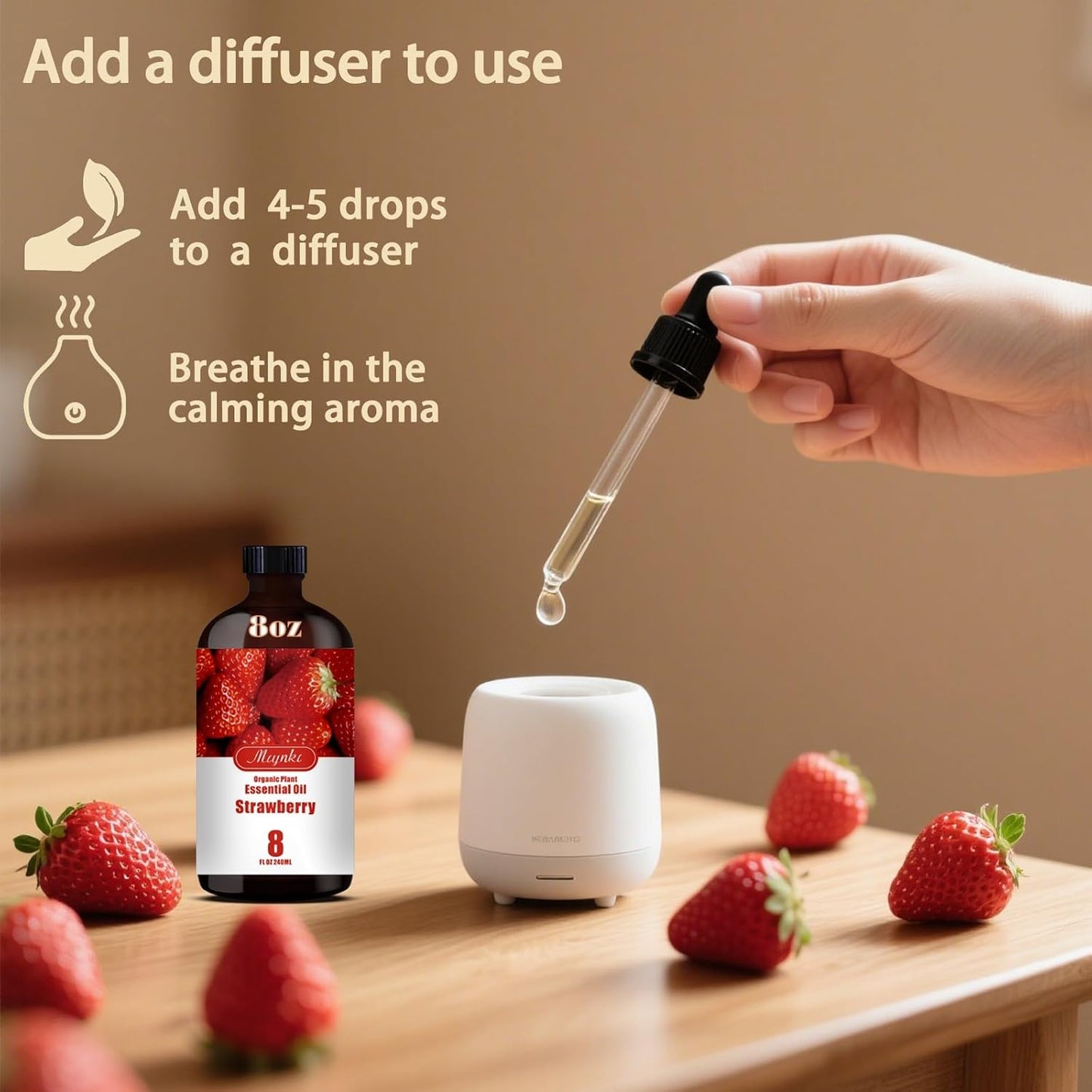 Strawberry Fragrance Oil-Strawberry Essential Oil 8.33oz (250ml)-100% Pure Natural Scent for Diffusers, Candles, Soap Making & Aromatherapy | Relaxing Home & Gift Essential Oil for Bath, Massage