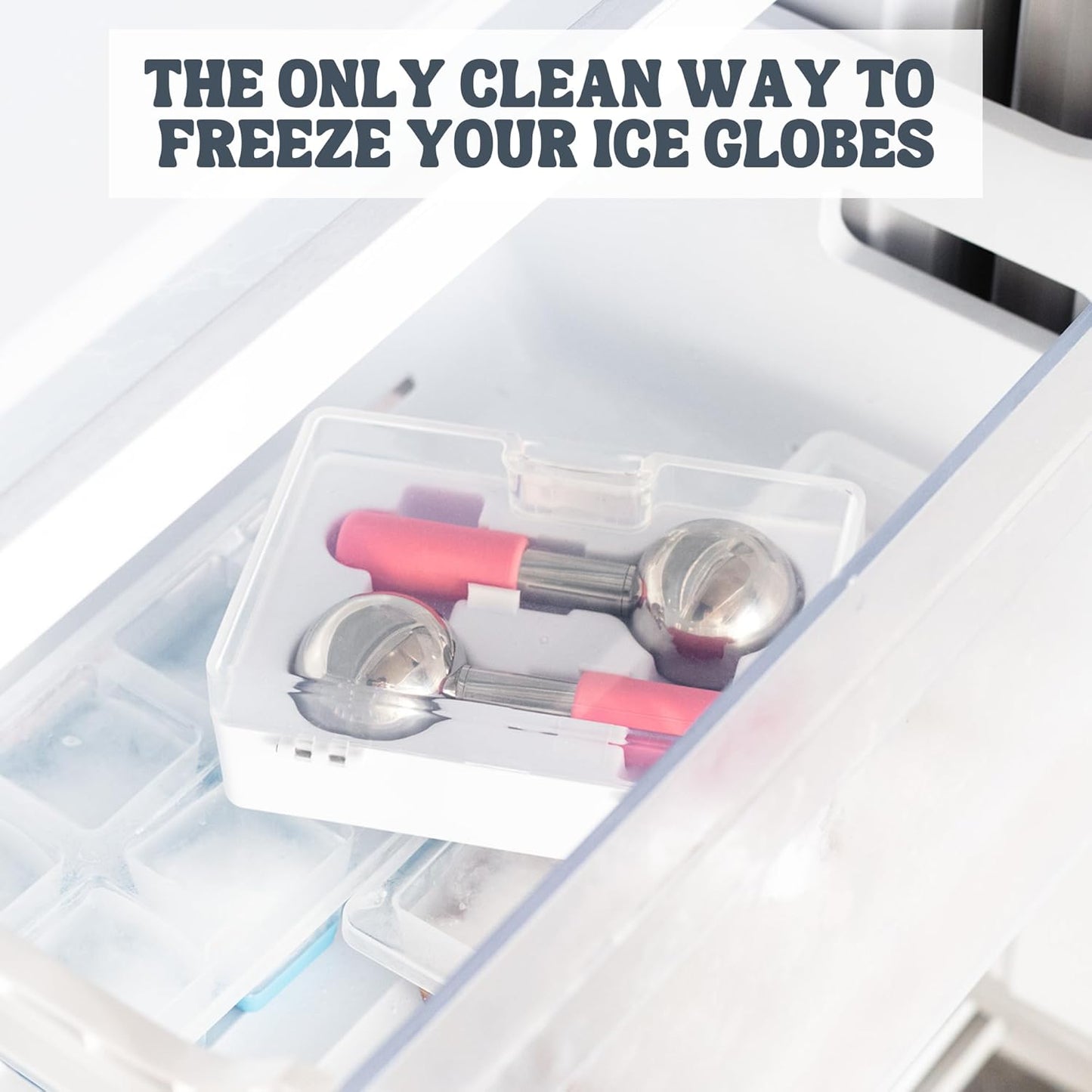 Eli with Love Ice Globes for Facials - 360 Rotating Unbreakable Steel Ice Globes with Carry Case - Professional Esthetician Supplies - Ice Roller for Face and Eyes - Ideal Skincare Tool (Pink)