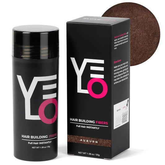 VELO Hair Building Fibers for Thinning Hair –AUBURN Hair Fibers for Men & Women – Covers Bald Spots, Hairline Powder, Hair Thickening Fibers – Hair Filler Powder for Fuller-Looking Hair – 30g