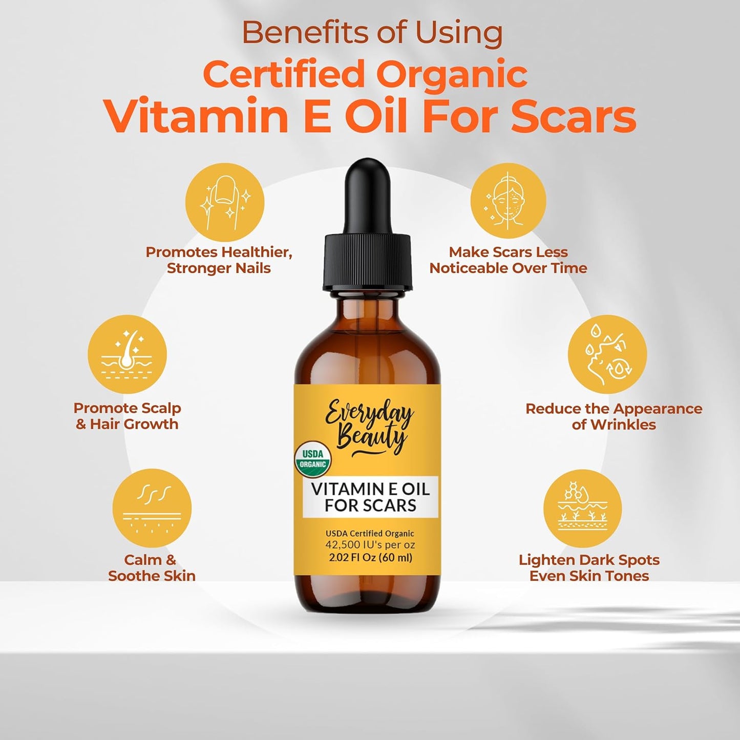 Organic Vitamin E Oil for Scars - All Natural & Vegan Skin Moisturizer 2.02oz - Light & Unscented Great for Scars After Surgery - Reduce Wrinkles, Anti Aging, Lighten Dark Spots -Face, Skin & All Over