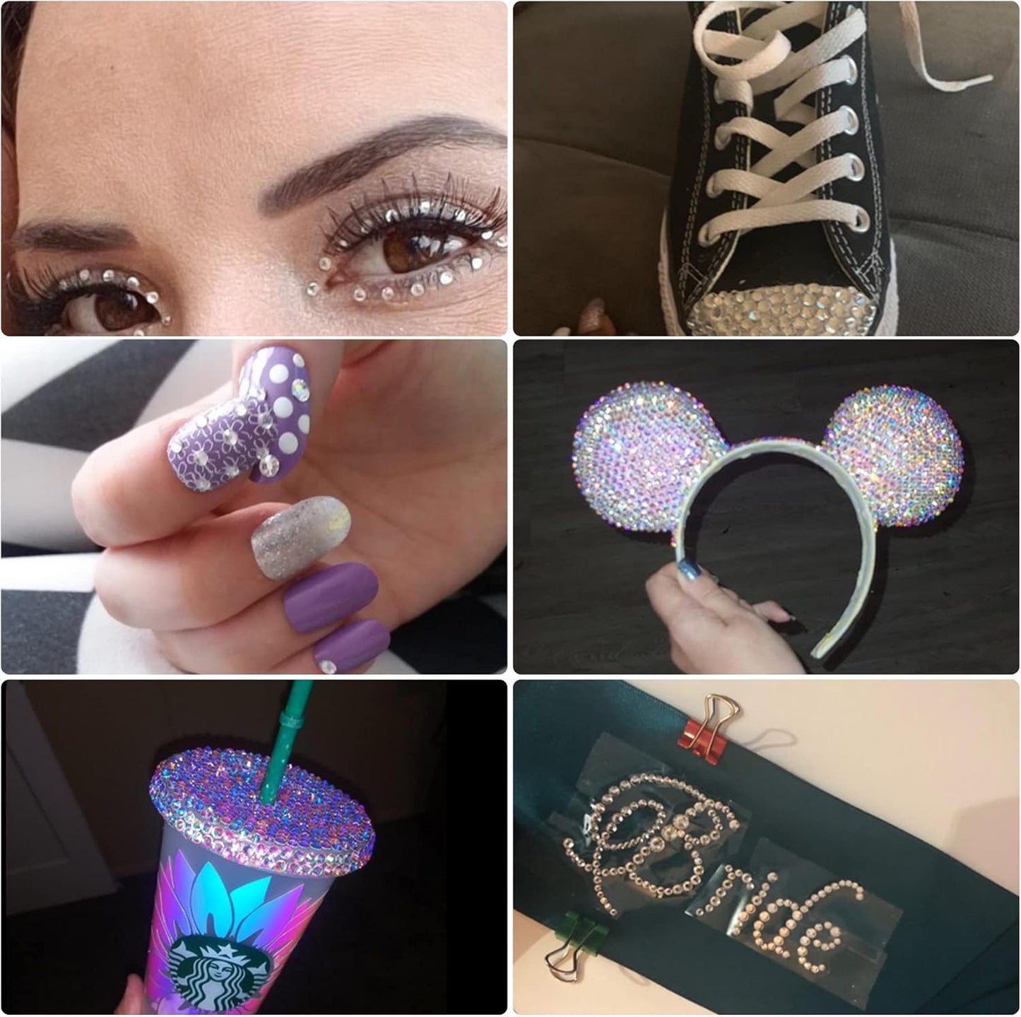 Multi Size 3mm 4mm 5mm Rhinestones Set for Nails Crafts Dark Blue Non Hotfix Rhinestones Nail Gems Rhinestone Round Flat Back Resin Rhinestone for Makeup Clothes Shoes Eyes Bottles Crafts