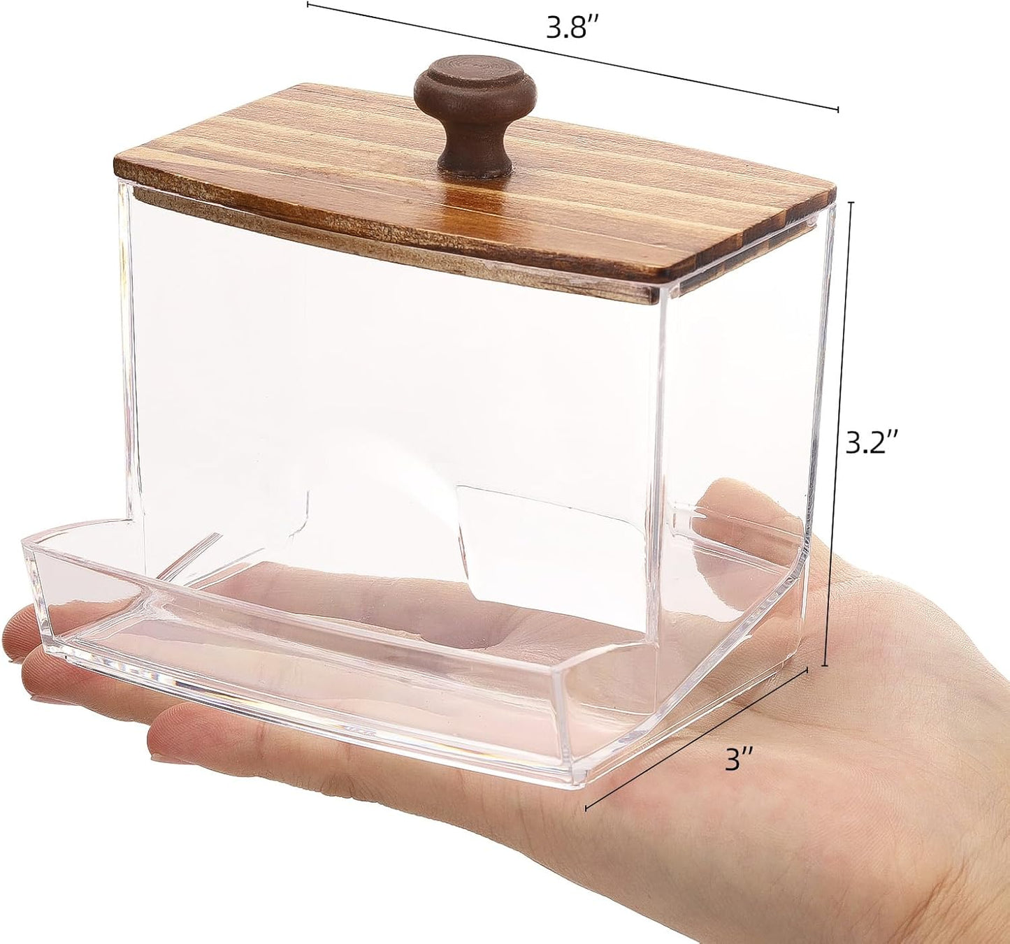 Tbestmax 10oz Qtip Holder Dispenser Big Clear Bathroom Container for Cotton Ball, Cotton Swabs, Floss - Bathroom Organizer Accessories for Storage