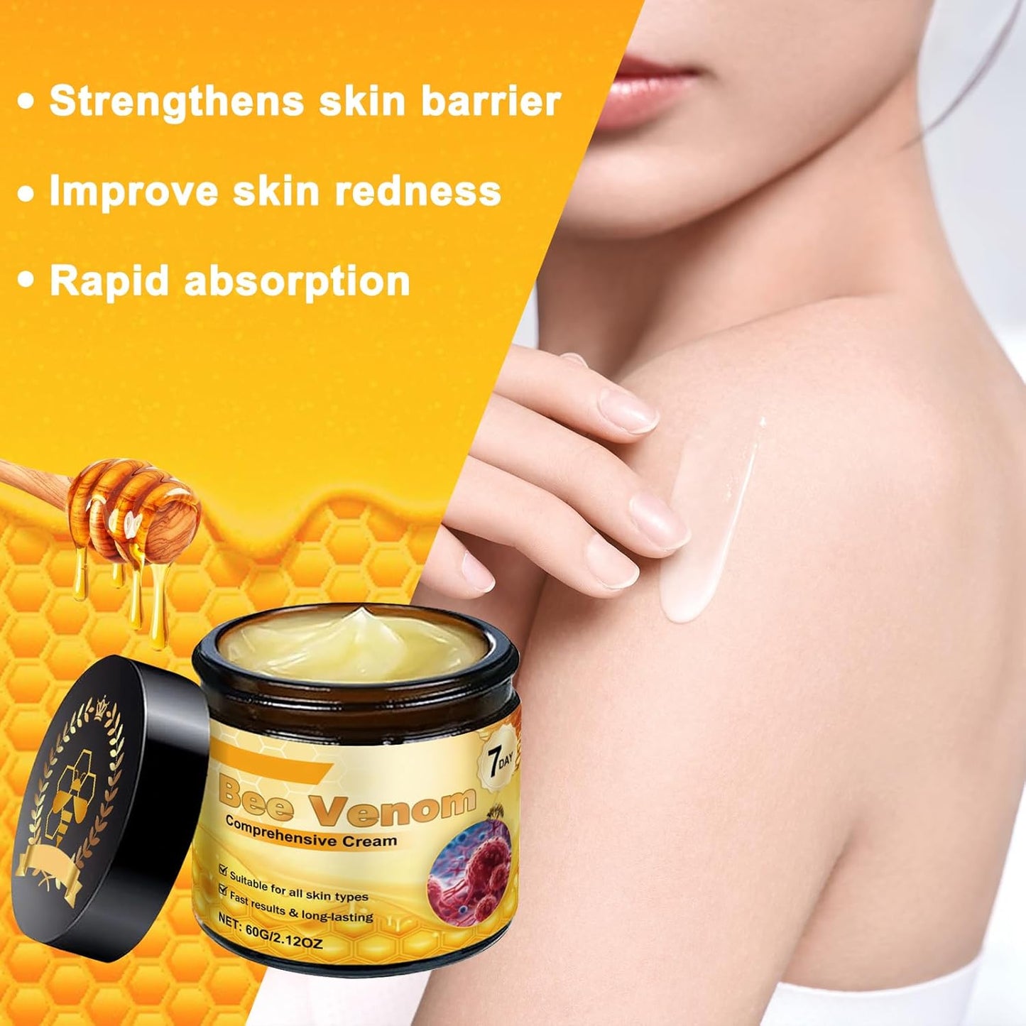 Bee Venom Comprehensive Cream, Firming & Wrinkle-Reducing Deeply Nourishes The Skin, Professional Bee Venom Skin Cream, Natural Serum for All Skin Types (2pcs)