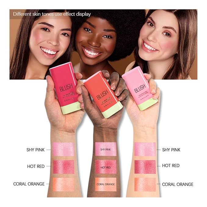 Blush Stick, Cream Blush Stick for Cheeks & Lips, Blendable Long-Lasting Multi-Use Contour Stick & Highlighter Makeup (#1 SHY PINK)