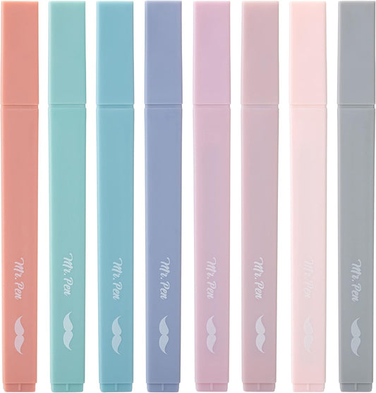 Mr. Pen- Aesthetic Cute Highlighters, 8 pcs, Chisel Tip, Earthy Colors, Assorted Colors,No Bleed Bible Pastel Highlighter Set