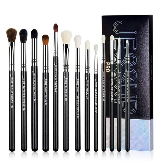 Jessup Eye Makeup Brushes Set Professional Blending Brush for Makeup Eyeshadow 13pcs Premium Synthetic Blender Brush Makeup Black T338