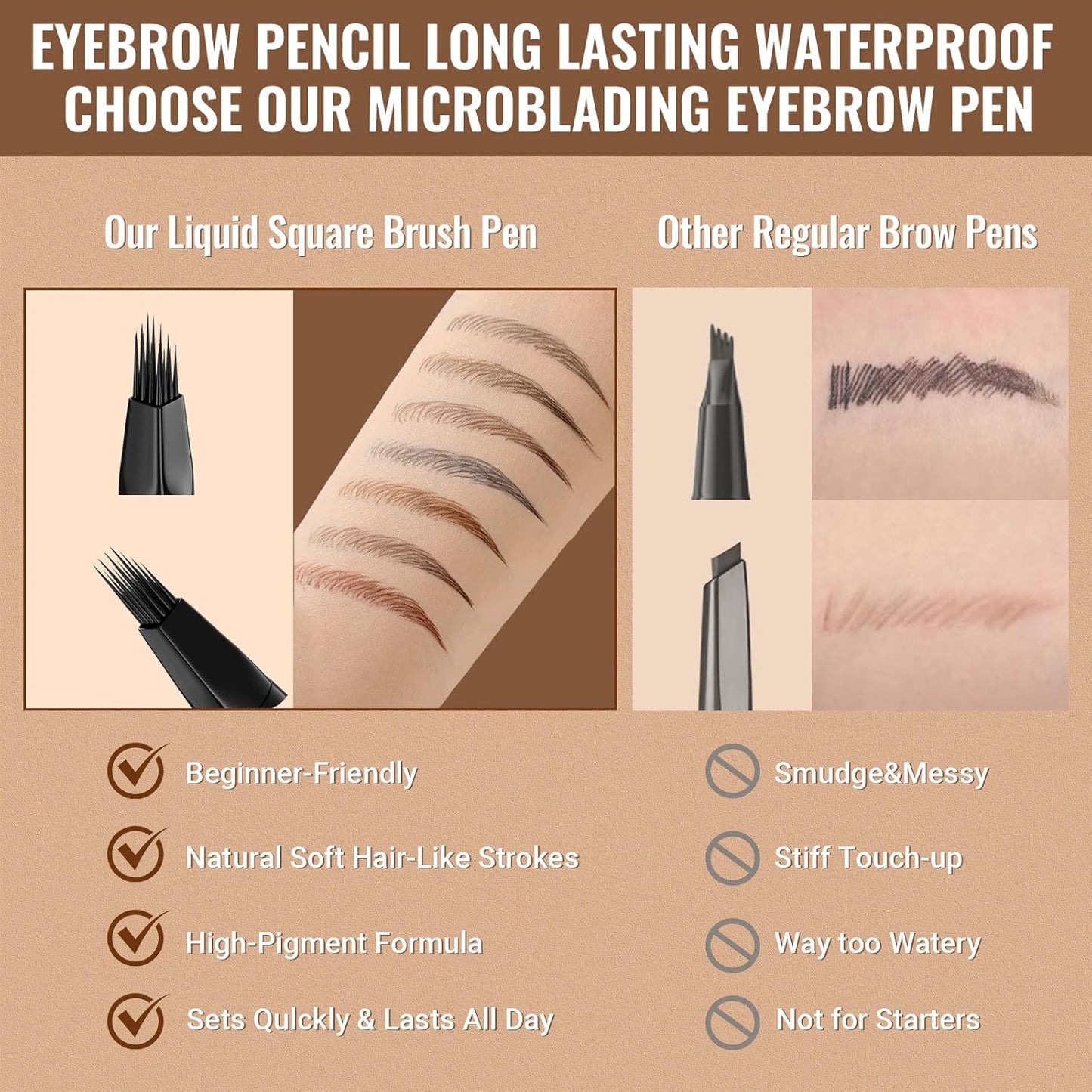 iMethod Eyebrow Pen - Eyebrow Pencil,2-in-1 Eyeliner Dual-Ended Microblading Eyebrow Pencil Long Lasting Waterproof Hair-Like Brow Pencil,with Eyebrow Brush,Eyebrow Pencils for Women,Reddish Brown