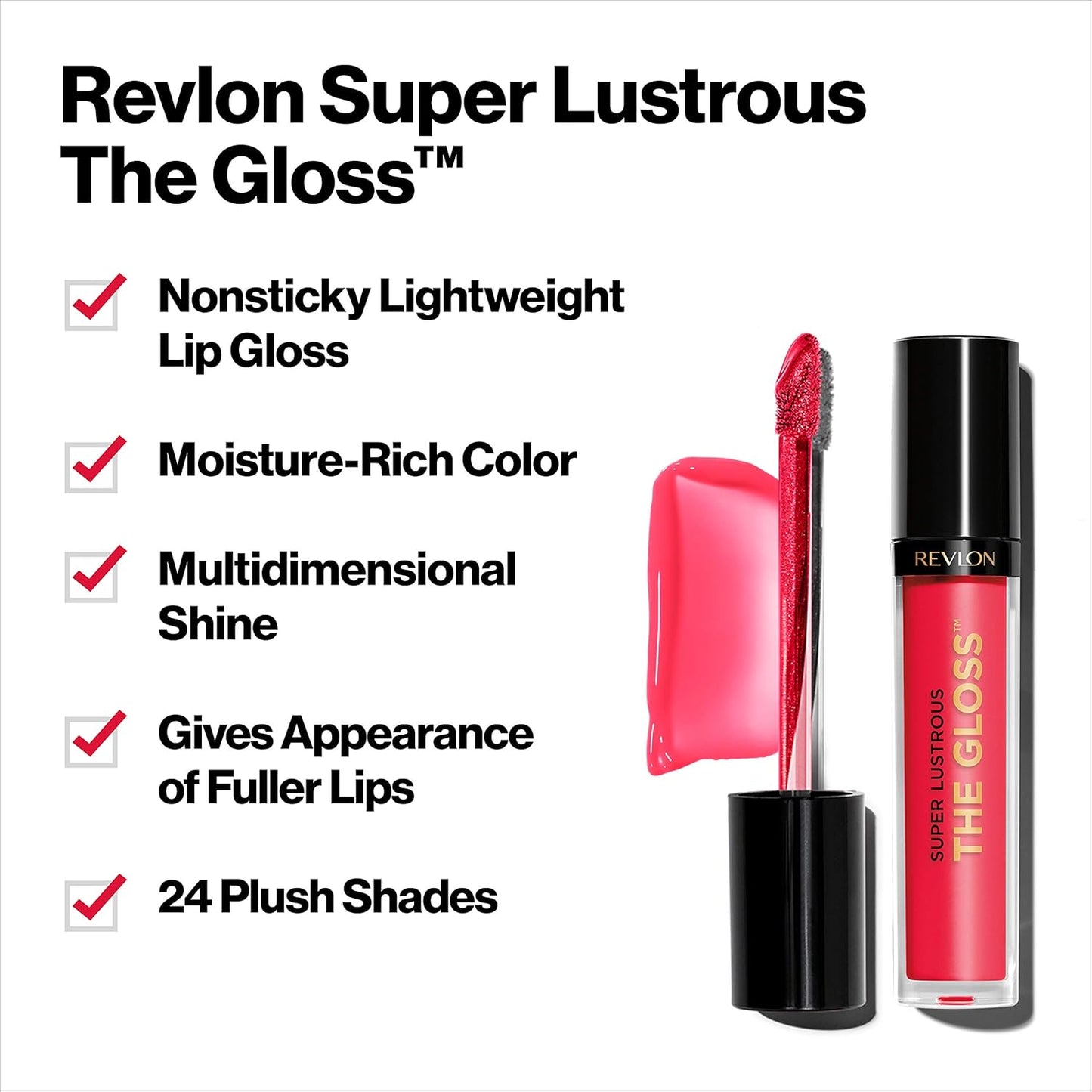 Revlon Super Lustrous Lip Gloss, Non-Sticky, Hydrating, High Shine Finish, 215 Super Natural, 0.13 oz