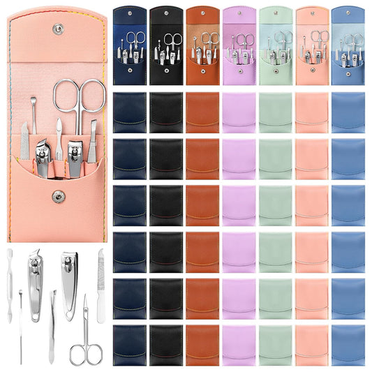 70 Set Manicure Set Bulk Professional Nail Care Kit Nail Clippers Kit Stainless Steel Pedicure Set with Travel Case Multicolor Portable Grooming Kits Gifts for Men Women (7 in 1,3x3.9'')