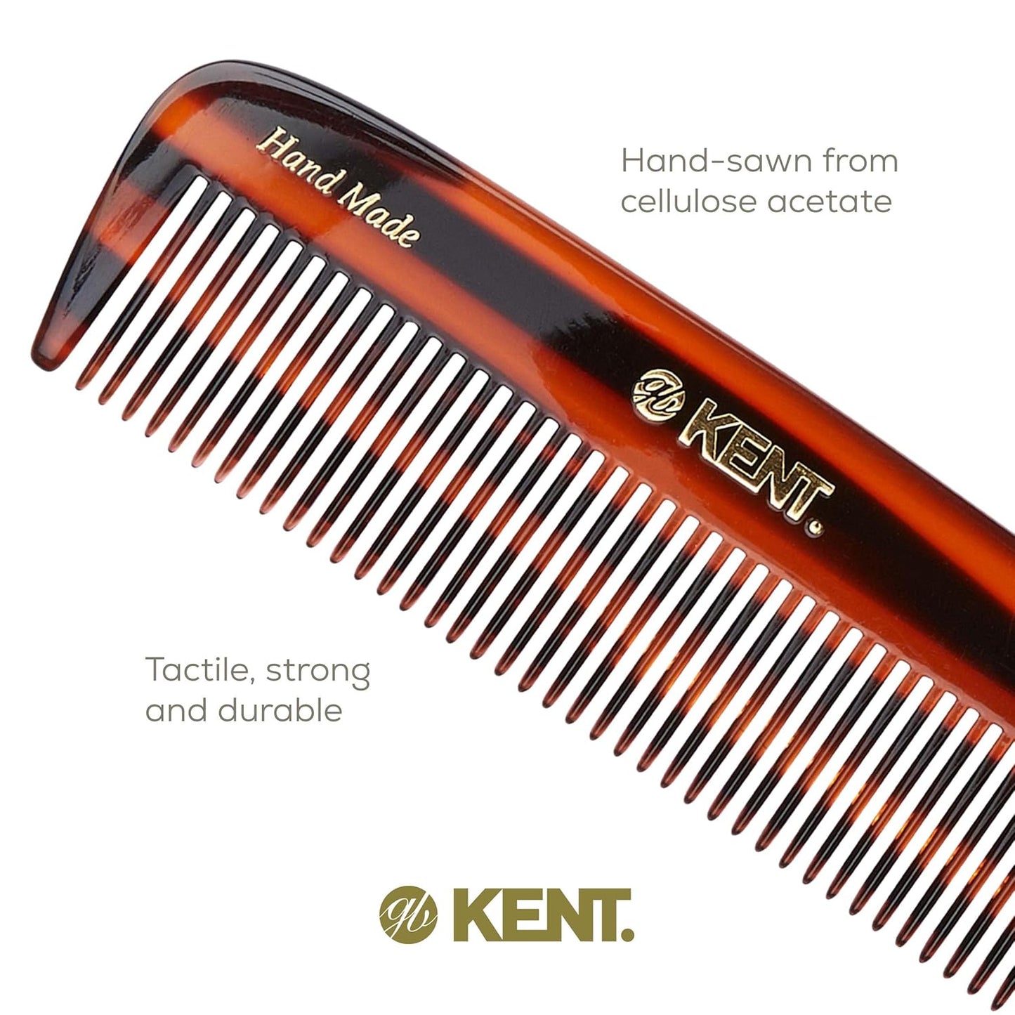 Kent 12T Wide-Tooth Detangling Comb - Handmade Pocket Comb for Thick, Curly, Wavy Hair - Large Saw-Cut and Hand-Polished Grooming Comb for Hair, Beard, and Mustache
