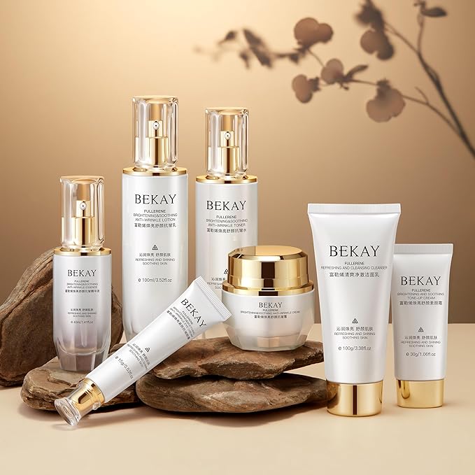 Fullerene Brightening Soothing Anti-Wrinkle Skin Care Set Kit For Women Gift Set 7 Pieces Women Beauty Set