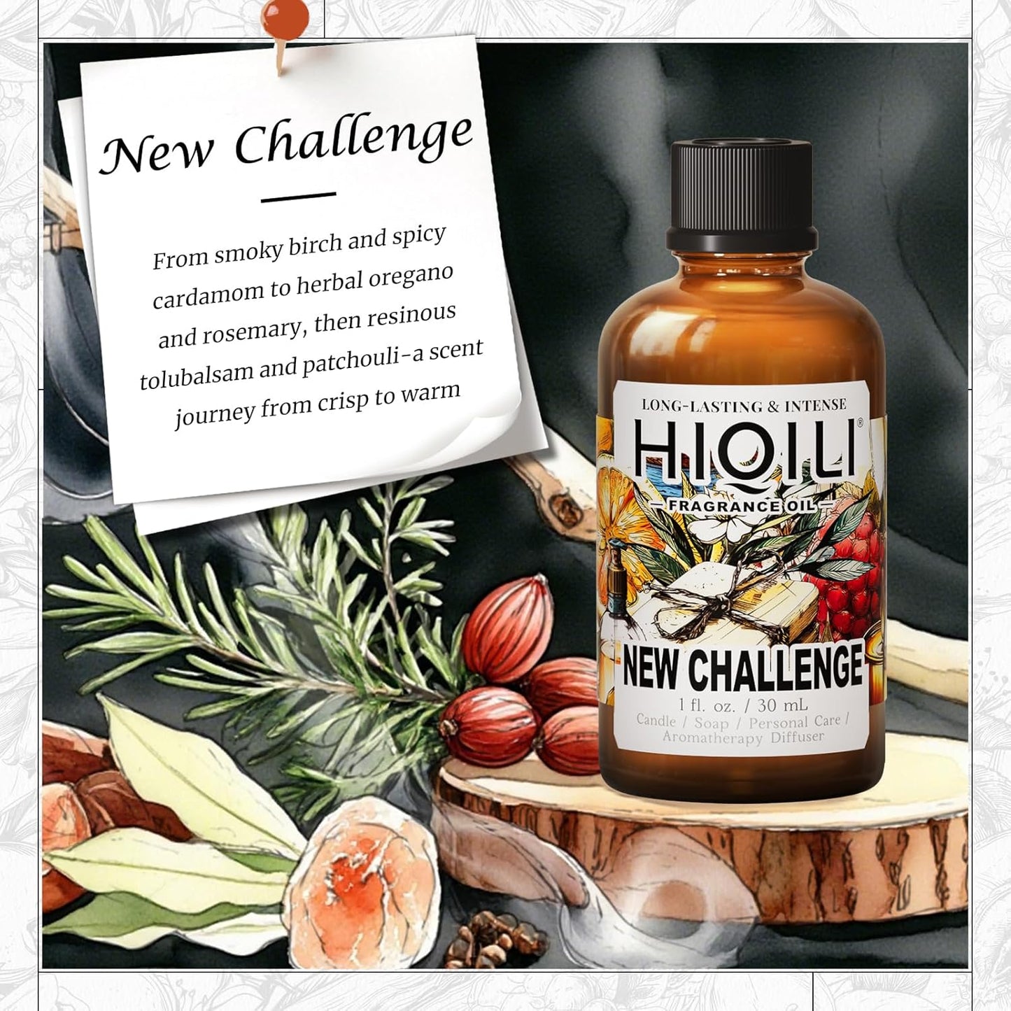 HIQILI New Challenge Fragrance Oil for Diffuser, Inspired by L.Coste Cha-llenge R-Fresh, Candle & Soap Making, Hotel Collection, Long-Lasting Scent - 1 Fl Oz