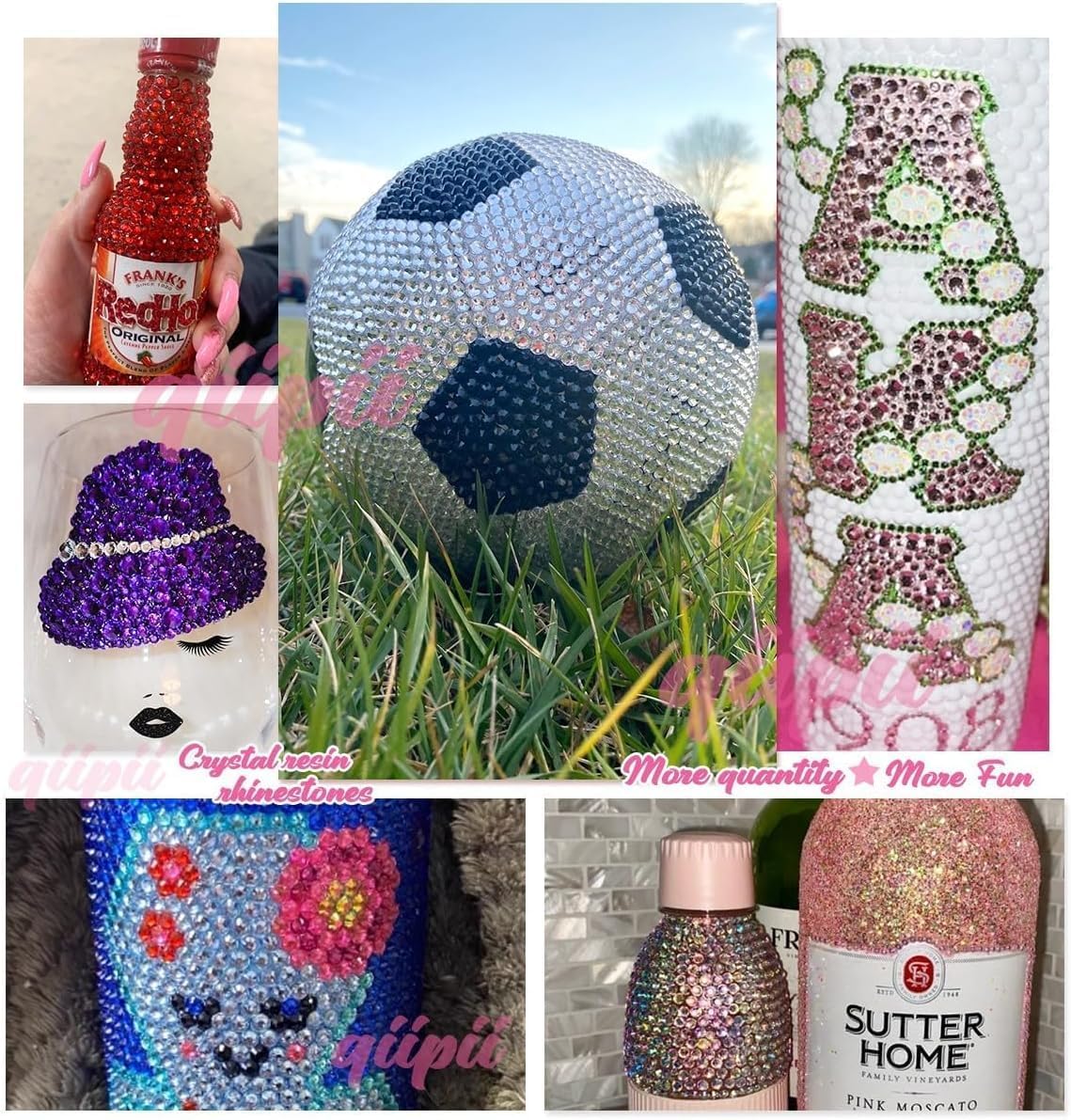 Champagne Gold Crystal Resin Rhinestones w B7000 Jewelry Glue for Bedazzling Crafting 3mm-6mm Flatback Stones Diamonds Crystals Gems Charms for Nails Face Eyes Makeup Tumblers Bottles Crafts