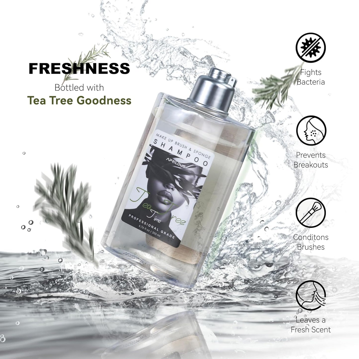 Electric Makeup Brush Cleaner Bundle with Tea Tree Oil Cleaner 6.76 fl.oz & Silicone Mat