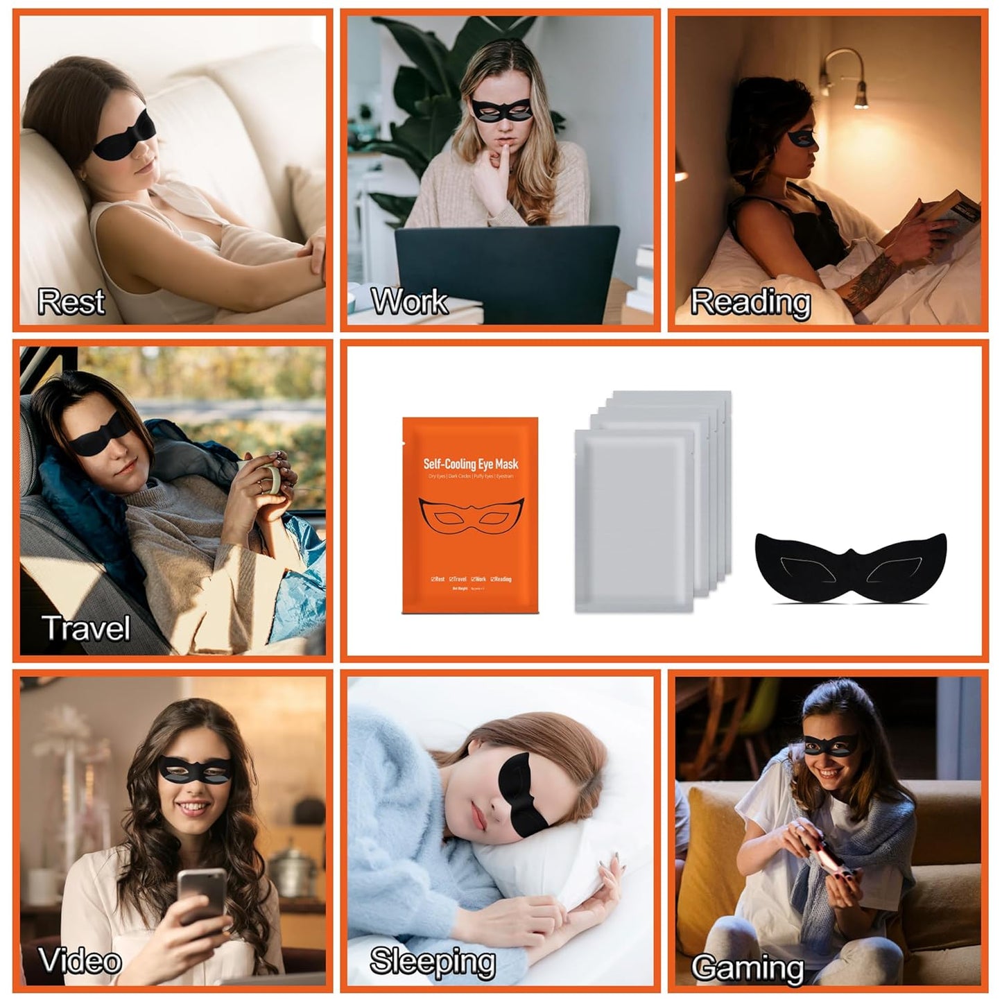 YDN Hydrogel Self Cooling Eye Mask, Individually Sealed, Cold Eye Mask for Puffiness/Dark Circles/Eye Bags/Dry Eyes/Migraines/Stress Relief, Travel Essentials - 5 Count