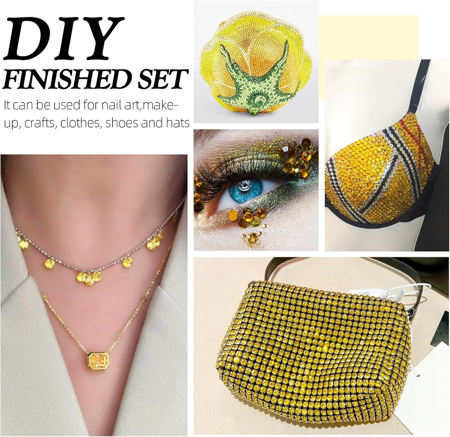 Citrine Flatback Rhinestones, Glass Rhinestones for Nail Art and Craft, Glue Fix, Loose Crystal Gemstones(Yellow, SS12, 1440pcs, 2.9-3.0mm)