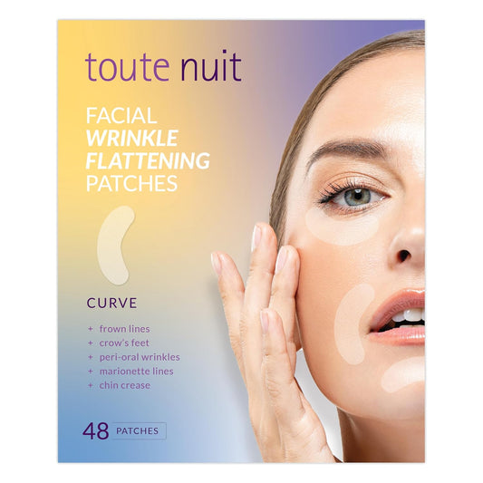 Toute Nuit Wrinkle Patches – Curve – Face Tape for Forehead, Eyes & Lips – Hypoallergenic Anti Wrinkle Patches – 48 Count, Made in USA