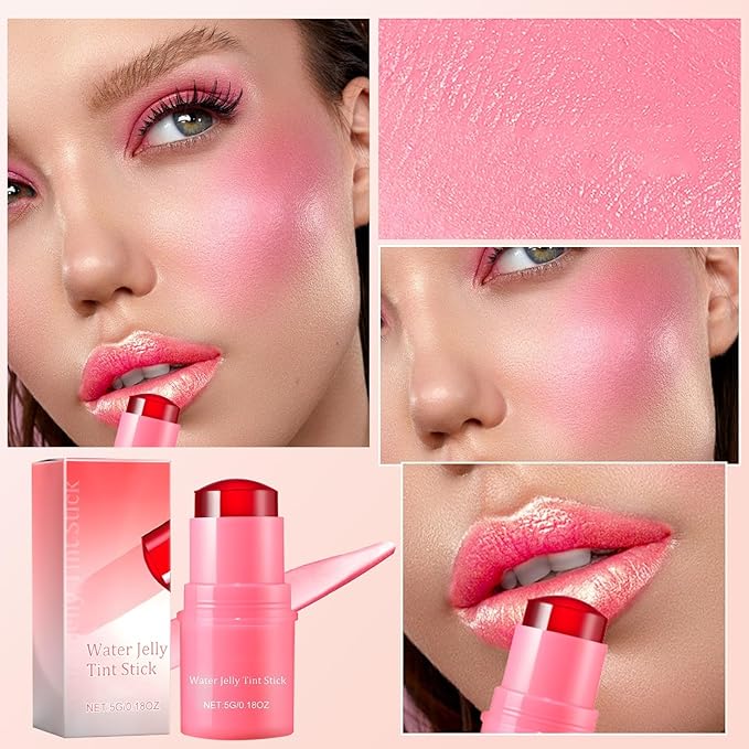 Milk Jelly Blush Cooling Water Jelly Tint, Milk Jelly Tint Jelly Blush Stick, Milk Lip And Cheek Stick, Sheer Lip & Cheek Stain, Jelly Tint Makeup (Red, Free Size)