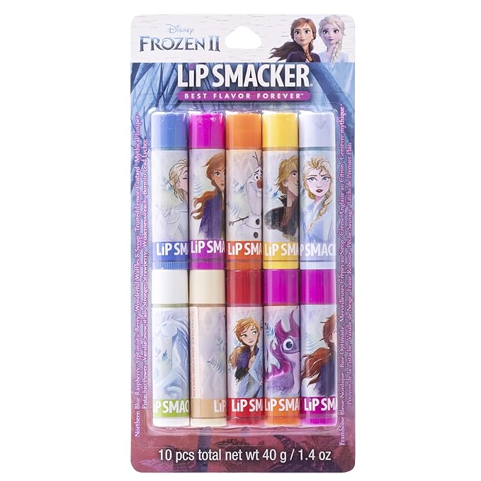Lip Smacker Disney Frozen 2 Party Pack - 10 Moisturizing Lip Balms, Clear Matte, Hydrating & Protecting - Cruelty-Free- Frozen 2