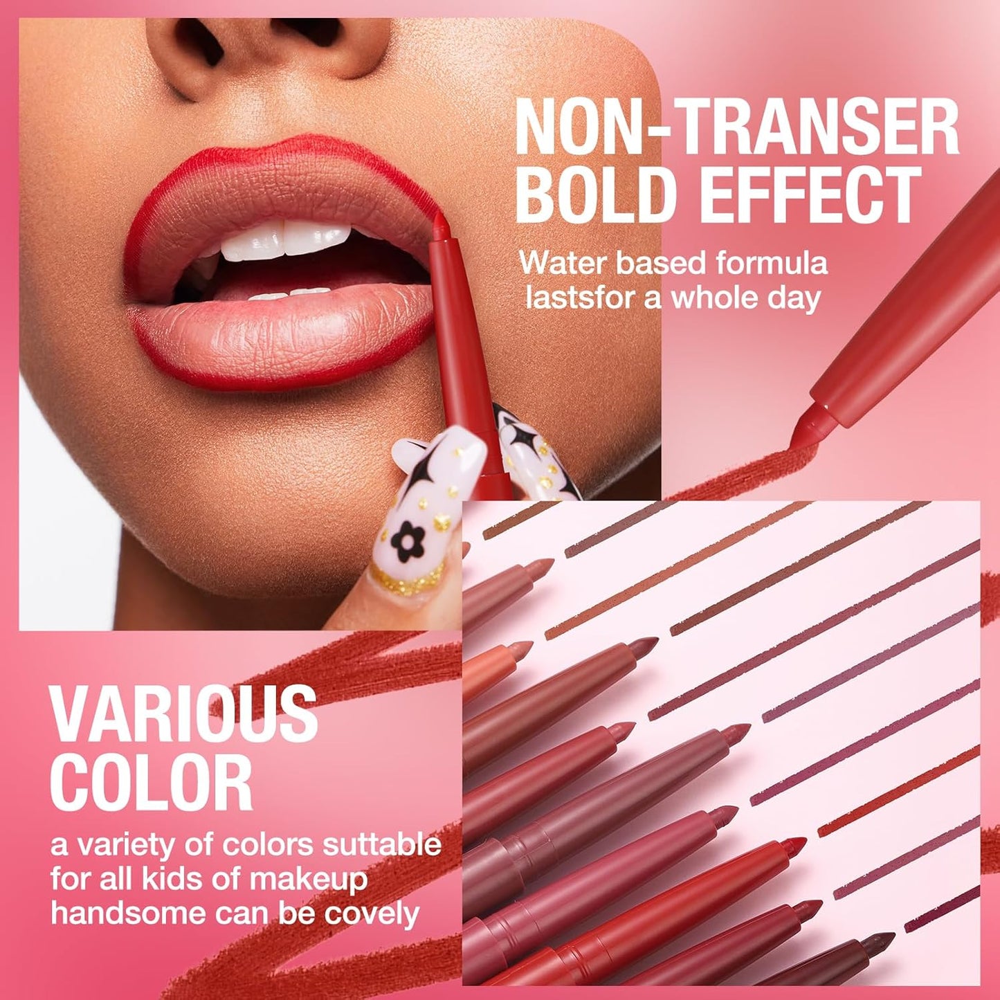 LANGMANNI 6Pcs Sculpting Matte Velvet Lip Liner Set,Smooth Creamy Texture,Waterproof And High Pigmented For Girls Daily Application Lip Makeup(1+2+3+4+5+6)