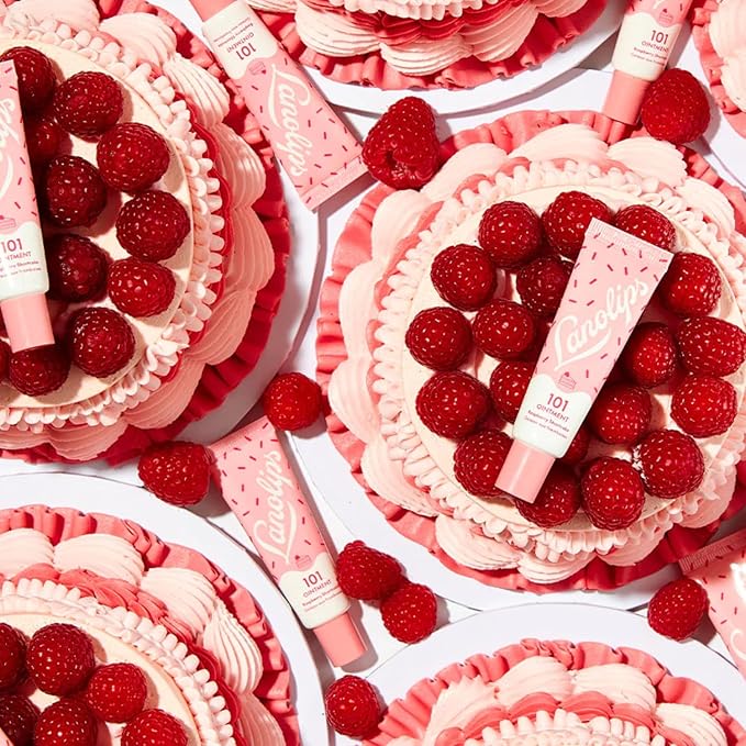 Lanolips 101 Delicious Rasberry Shortcake - Lip Balm with Vitamin E Oil and Lanolin for Lip Hydration - Naturally Flavored Lanolin Lip Balm for Very Dry Lips - Dermatologist Tested (.35 Oz)