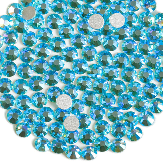 Beadsland 1440 Pieces Flat Back Crystal Rhinestones Round Gems,Aquamarine AB,SS10,2.7-2.9mm