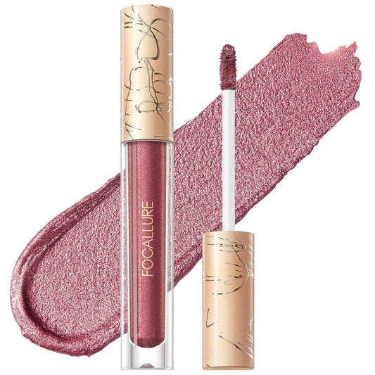 FOCALLURE Metallic Liquid Lipstick,Non Stick Cup Lip Gloss,High Impact Lip Color with Transfer-proof Wear,Long Lasting & Waterproof Lipstick Makeup for Women,Love Galore