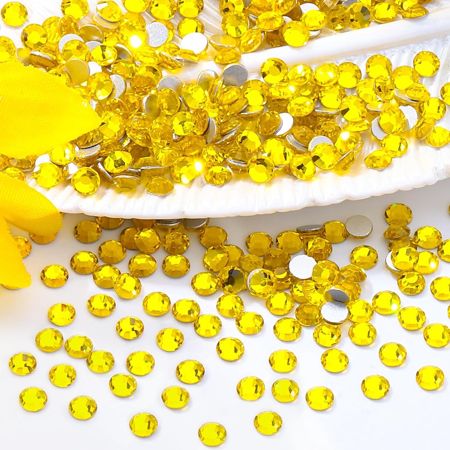 Citrine Flatback Rhinestones, Glass Rhinestones for Nail Art and Craft, Glue Fix, Loose Crystal Gemstones(Yellow, SS4, 1440pcs, 1.5-1.7mm)