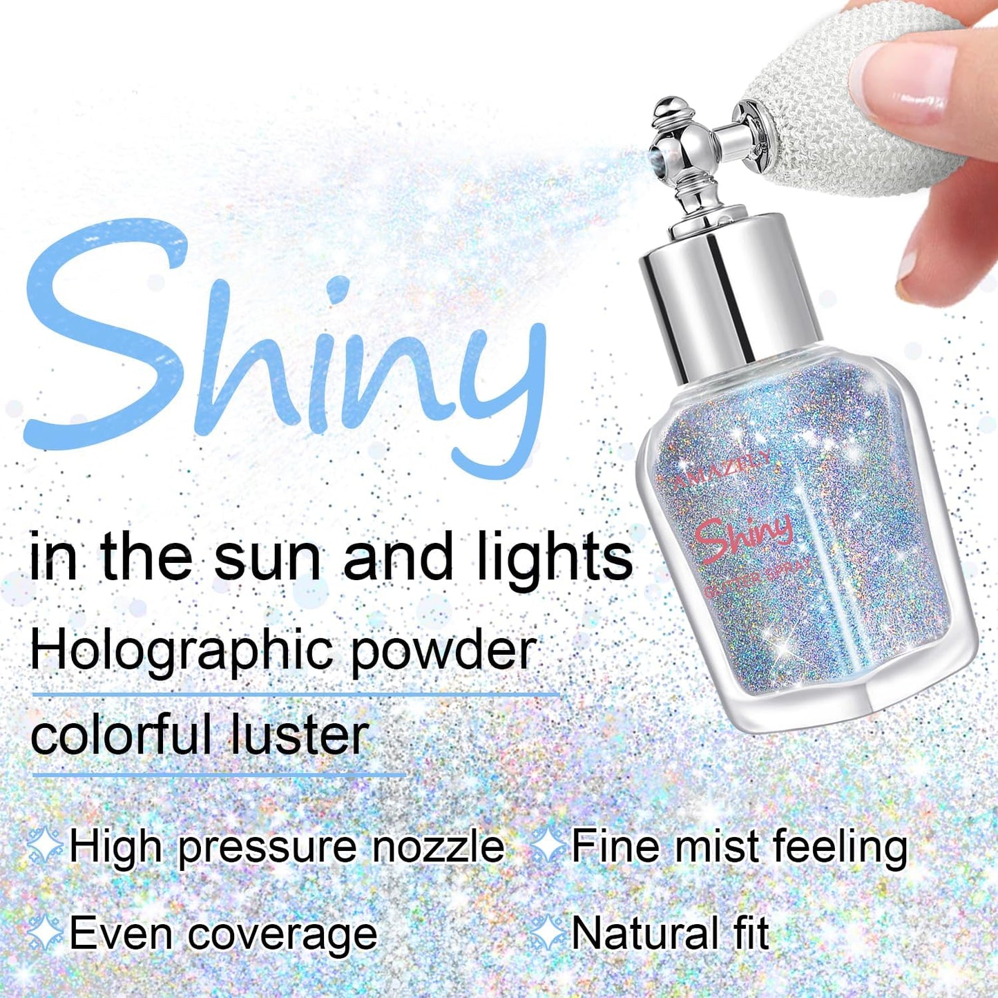 Hair and Body Glitter Spray, Shimmering Powder Sparkle Powder Makeup, Glitter Loose Sparkle Makeup for Body Highlighter,Festival Prom Rave Accessories (Glint-Rainbow)