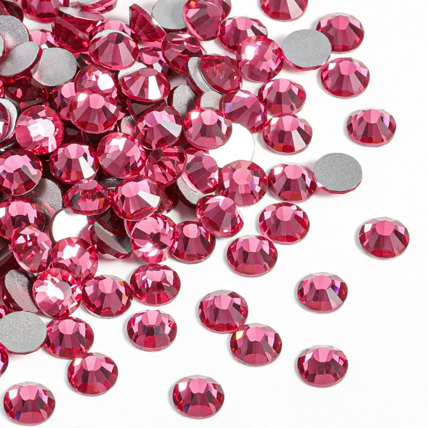 beadsland Flat Back Crystal Rhinestones Round Gems for Nail Art and Craft Glue Fix,Rose (1.3-1.4mm) SS3/1440pcs