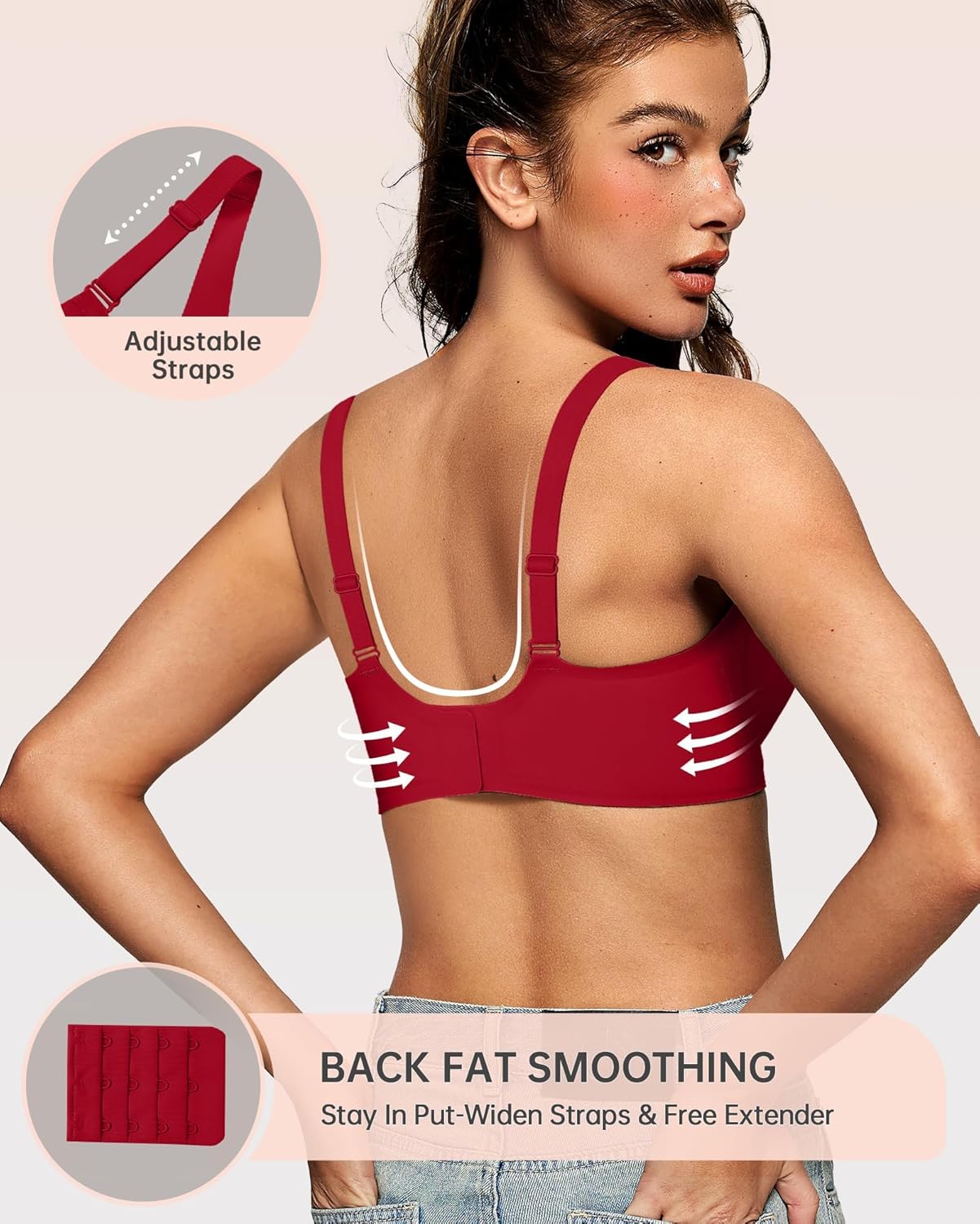 OEAK Womens Deep V Bras Wireless Comfortable Bra Supportive No Underwire Bras Tshirt Push Up Bralettes Plunge Seamless Bra