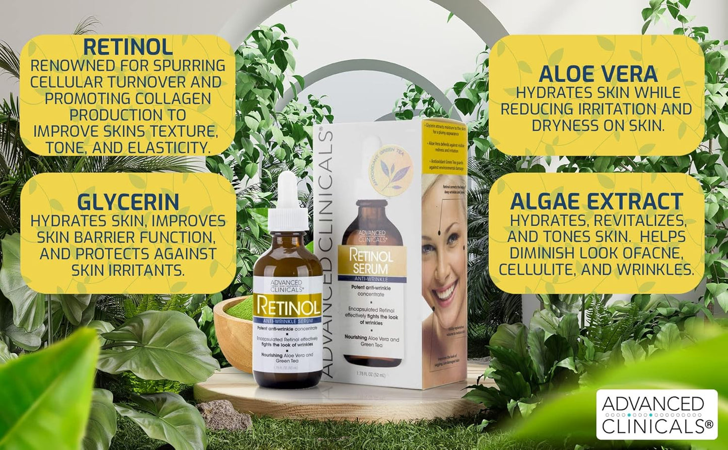 Advanced Clinicals - Retinol Serum For Face, Firming Collagen Serum, Vitamin C Serum Skincare Set, 1.75 Fl Oz, 3pc Set