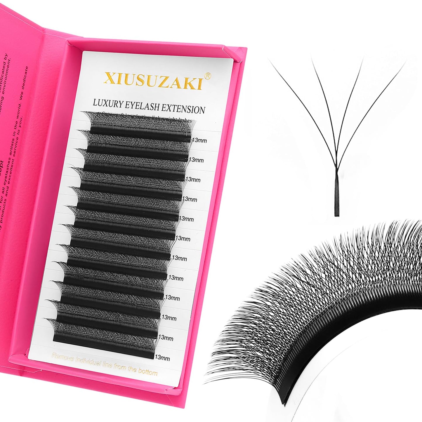 W Lash Extensions Supplies 4D Eyelash Extensions W Shape 0.07mm Thickness C Curl 12mm Premade Fans Easy Fan Lashes Volume Matte Black 12 Rows Crisscross Eye Lashes(W-4D-0.07-C,12mm)