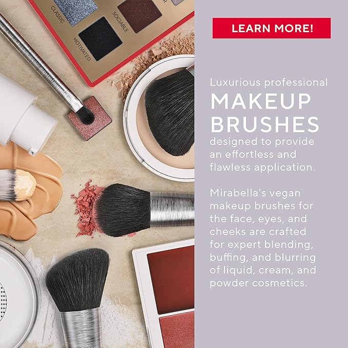 Mirabella Small Crease Eyeshadow Brush, Premium Professional Makeup Brush Collection, Cruelty-Free Synthetic Bristle Brush, Hand-Sculpted Brushed Aluminum Handle, Luxury Blending Brush for Makeup