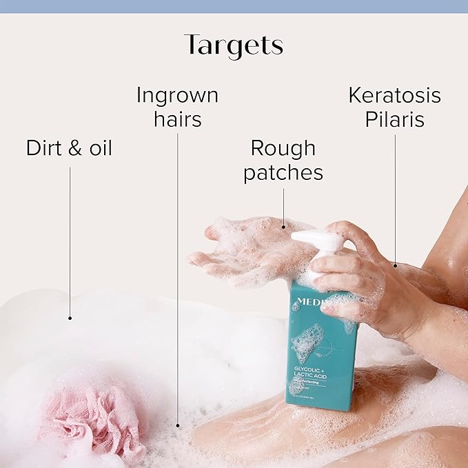 MEDIX 5.5 Glycolic Acid Exfoliating Face & Body Scrub Cleanser + Argan Oil Moisturizing Body Cream Lotion 2PC Skin Care Set | Alpha Hydroxy Acid & Lactic Acid Foaming Body Wash & Face Wash, 2PC Set