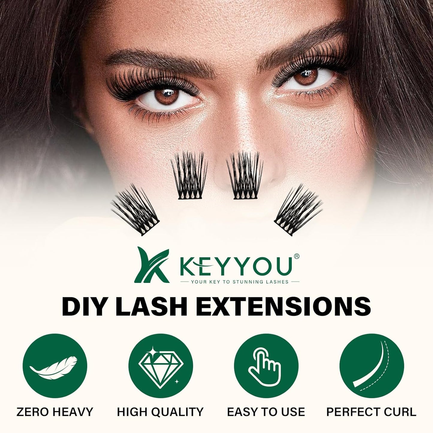 Lash Clusters 144pcs Individual Lashes D Curl 16mm Eyelash Clusters KEYYOU Air Touch Cluster Lashes Super Lightweight Soft Wispy Comfortable Easy DIY at Home(Air03-D-16mm)