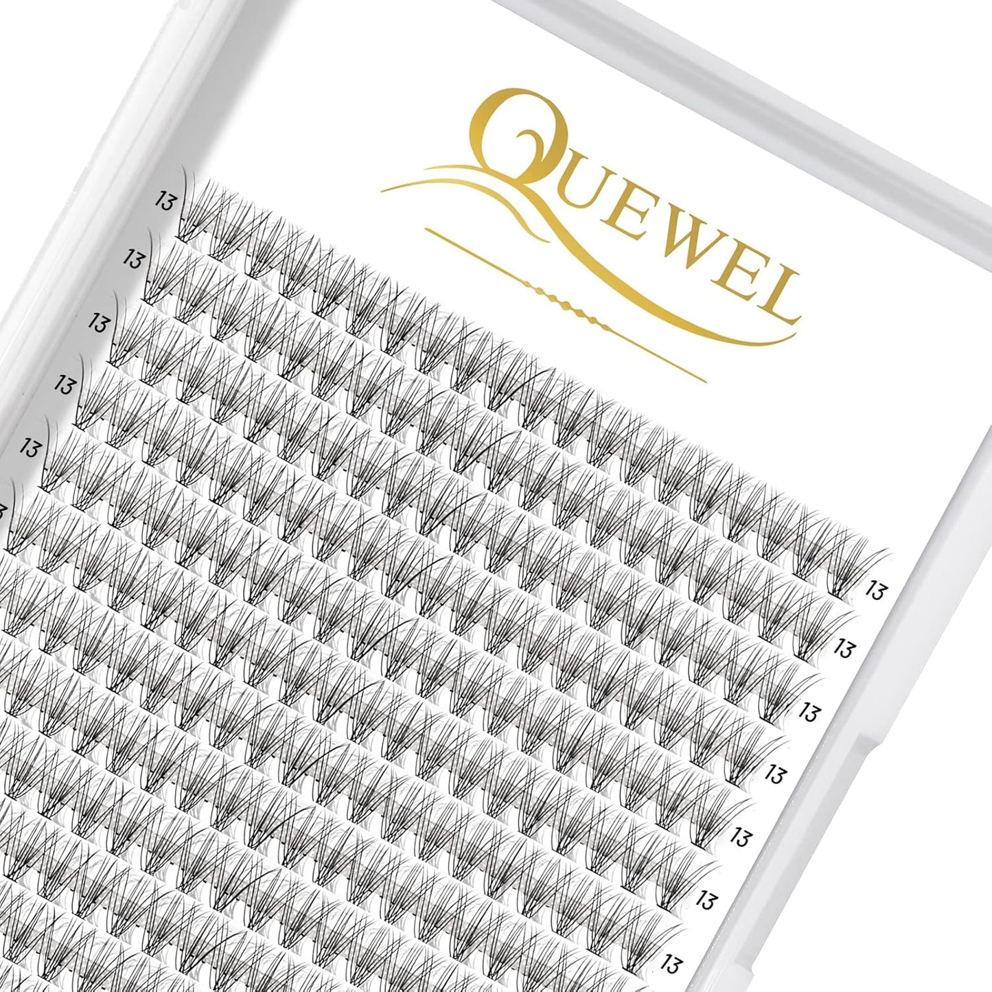 QUEWEL Lash Clusters 240Pcs Individual Lashes 10D 0.10C Curl 13mm Knot-Free Lash Extensions Clusters Lashes Soft&Natural False Eyelashes Individual DIY Eyelash Extension at Home(10D 0.10C 13)