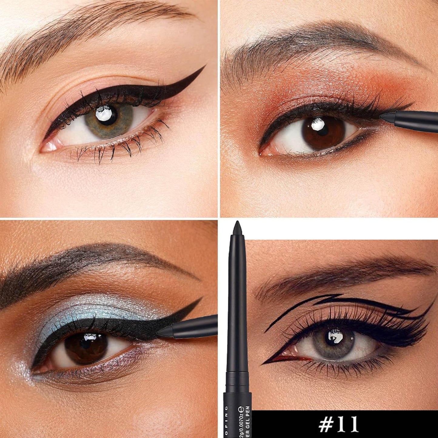 Waterproof Eyeliner black Shimmer Retractable Black Gel Eyeliner Smudge-proof Hypoallergenic Makeup (11#)