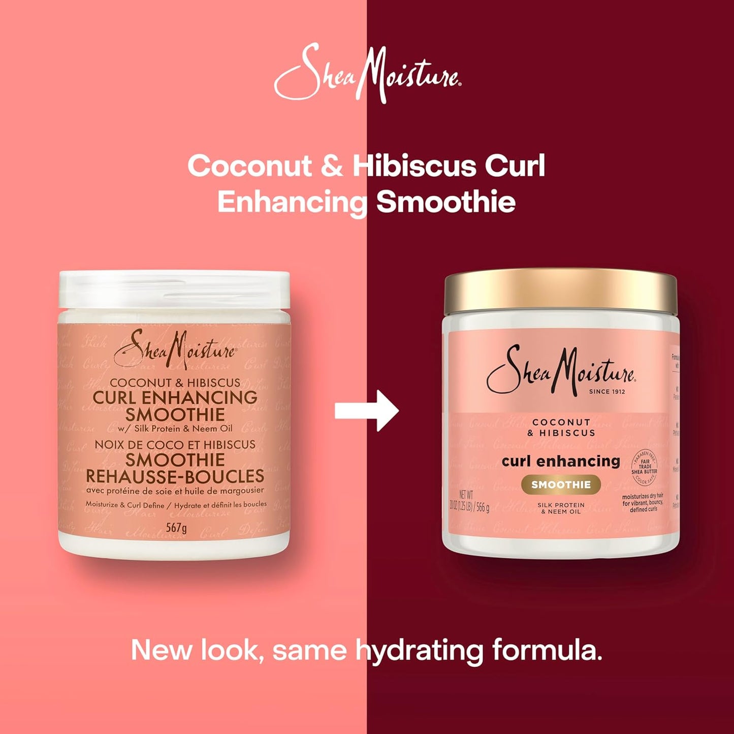 SheaMoisture Curl Enhancing Smoothie Hair Cream Coconut and Hibiscus for Thick, Curly Hair Sulfate Free and Paraben Free Curl Cream 20 oz