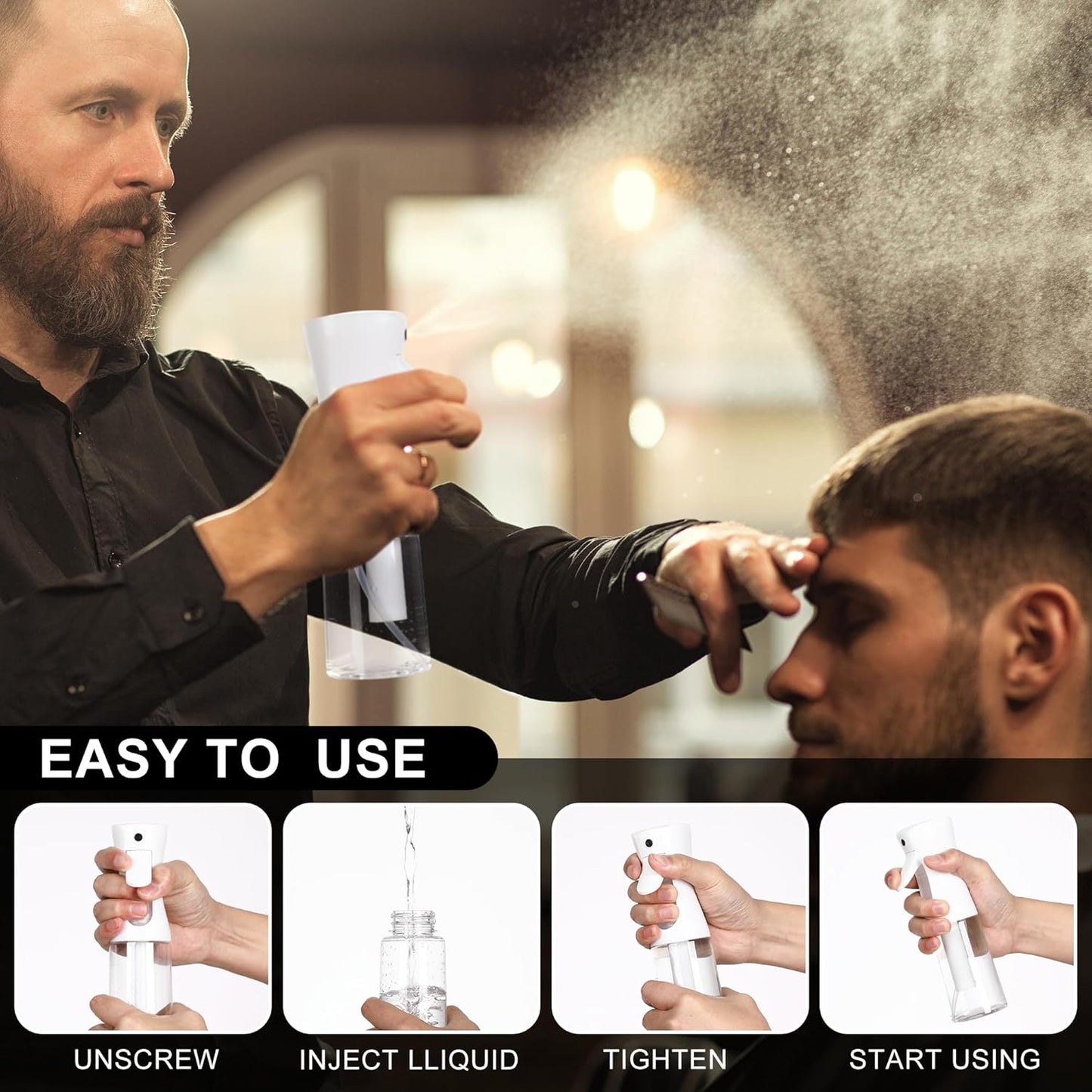 Spray Bottles For Hair, continuous spray bottle (200ml/6.8oz 2Pack) used for hair design, plants, cleaning, hair care and skin care, etc. – empty, reusable