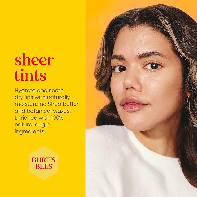 Burt's Bees Lip Tint Balm with Long Lasting 2 in 1 Duo Tinted Balm Formula, Color Infused with Deeply Hydrating Shea Butter for a Natural Looking Buildable Finish, Soft Hibiscus (2-Pack)