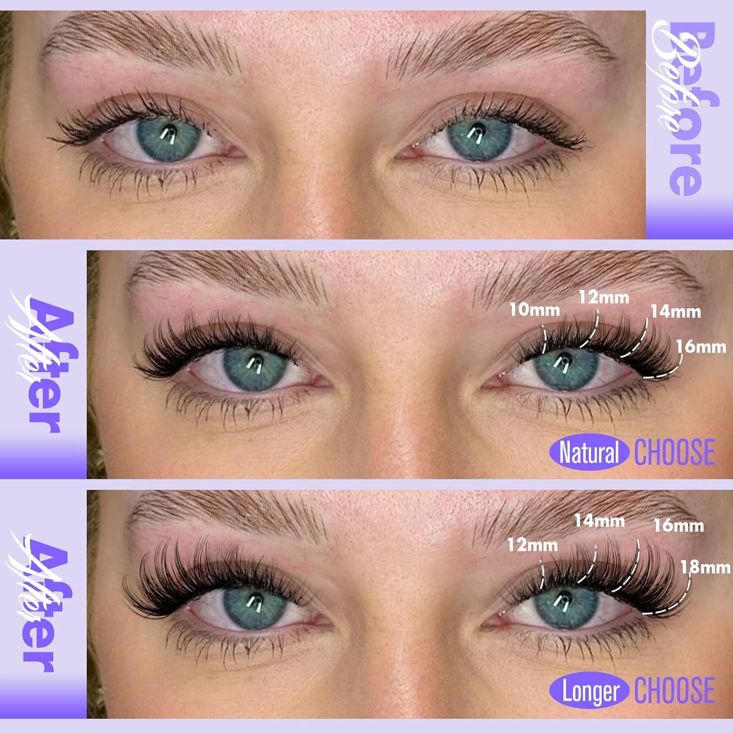 Pawotence Lash Clusters Kit Wispy Lash Extension Kit 10-18mm Cluster Eyelash Extensions Kit Individual Lashes 144pcs Eyelash Clusters with Lash Bond and Seal, Lash Tweezers for Self Use