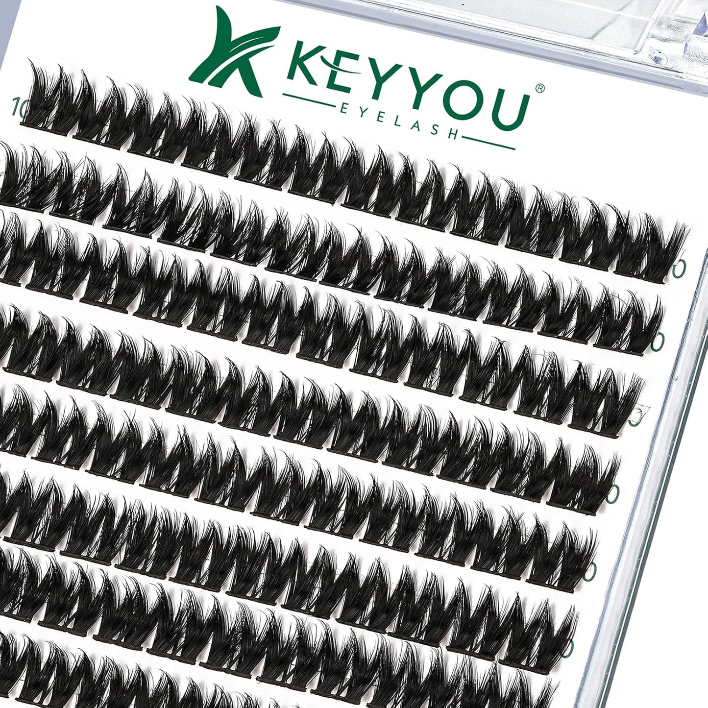 Lash Clusters 96pcs Individual Lashes D Curl 10mm Cluster Lashes KEYYOU Volume Wispy Lash Extension Soft&Comfortable Easy DIY at Home(Y10,D-10mm)