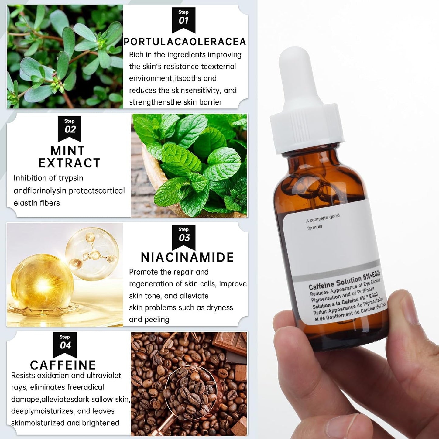 Caffeine Eye Serum for Reducing Puffiness and Dark Circles - 2Pcs Caffeine Solution 5%+EGCGE(30ml).