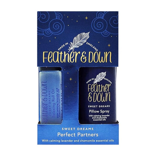 Feather & Down Sweet Dream Perfect Partners Gift Set: 50ml Pillow Spray & 10ml Roll-On, With Calming Lavender & Chamomile Essential Oils, Vegan & Cruelty Free