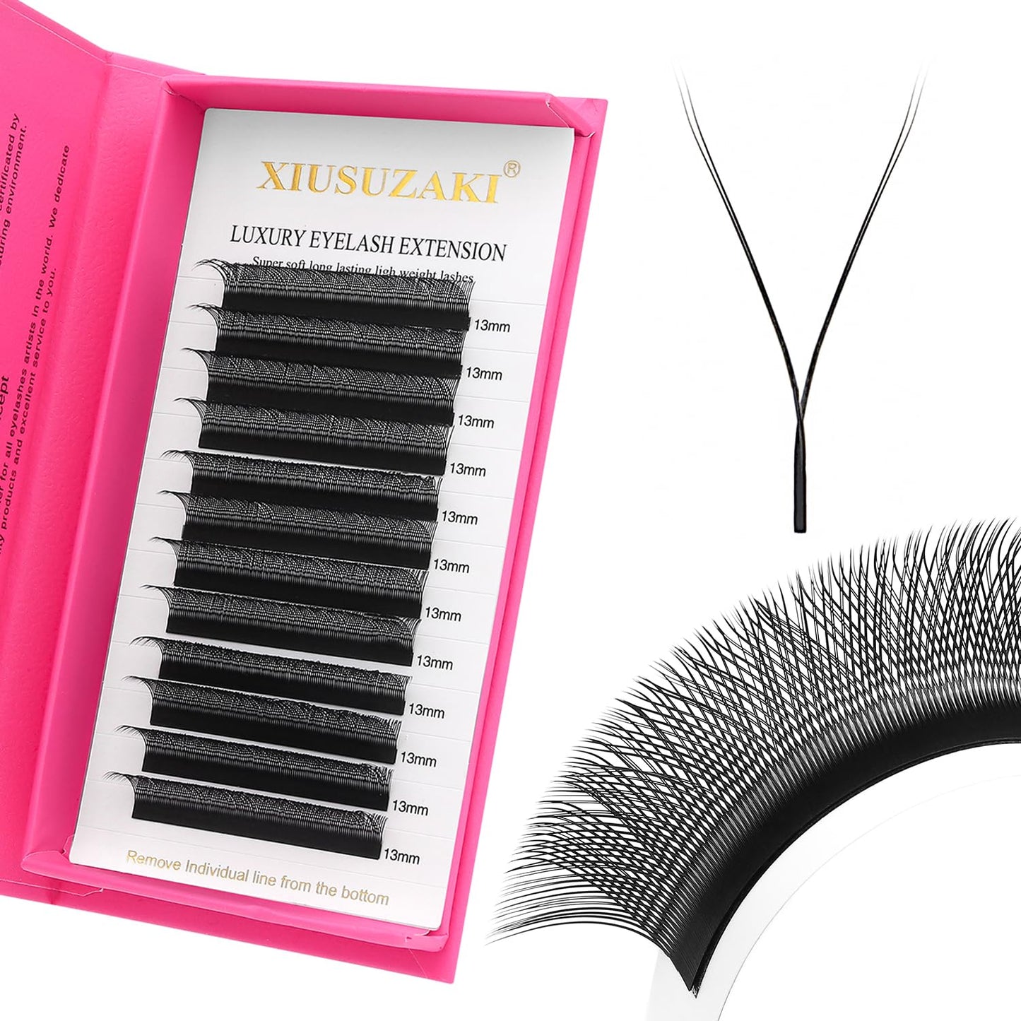 YY Lash Extensions Supplies Y Eyelash Extensions 0.05mm Thickness C Curl 15mm Premade Fans 4D Russian Volume Matte Black 12 Rows Crisscross Eye Lashes(YY-0.05-C,15mm)