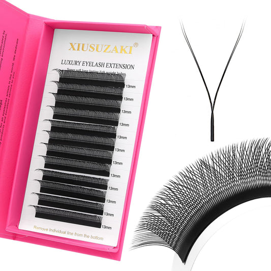 YY Lash Extensions Supplies Y Eyelash Extensions 0.05mm Thickness C Curl 13mm Premade Fans 4D Russian Volume Matte Black 12 Rows Crisscross Eye Lashes(YY-0.05-C,13mm)