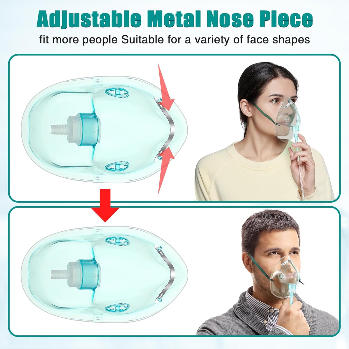 Geiserailie 2PCS Pediatric Elongated (M) Oxygen Mask with 6.6 Ft Tubing and Adjustable Elastic Strap, Pediatric Elongated Oxygen Mask with Tubing, Breathing Masks for Face