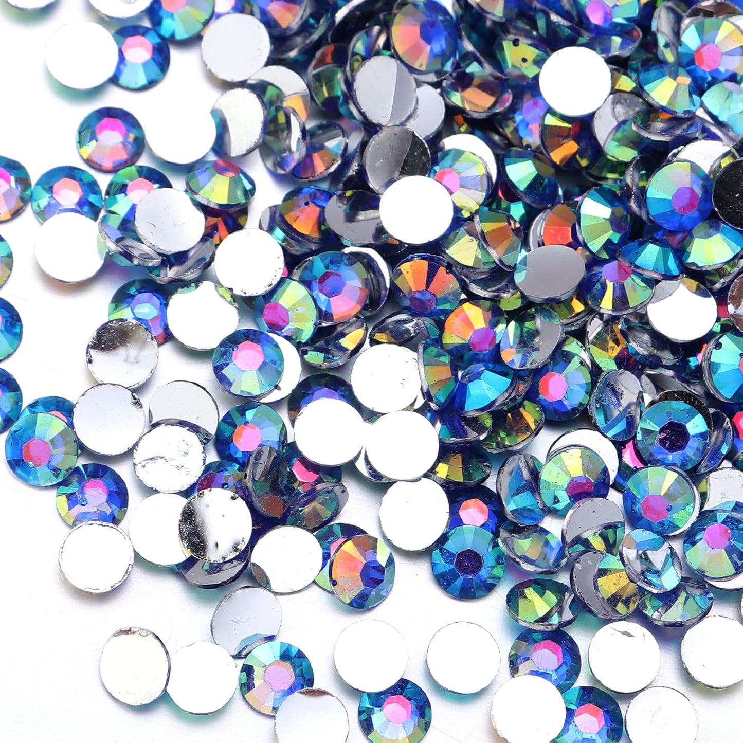 Multi Size 3mm 4mm 5mm Rhinestones Set for Nails Crafts Sapphire Non Hotfix Rhinestones Nail Gems Rhinestone AB Color&Round Flat Back Resin Rhinestone for Makeup Clothes Shoes Eye Bottles Crafts